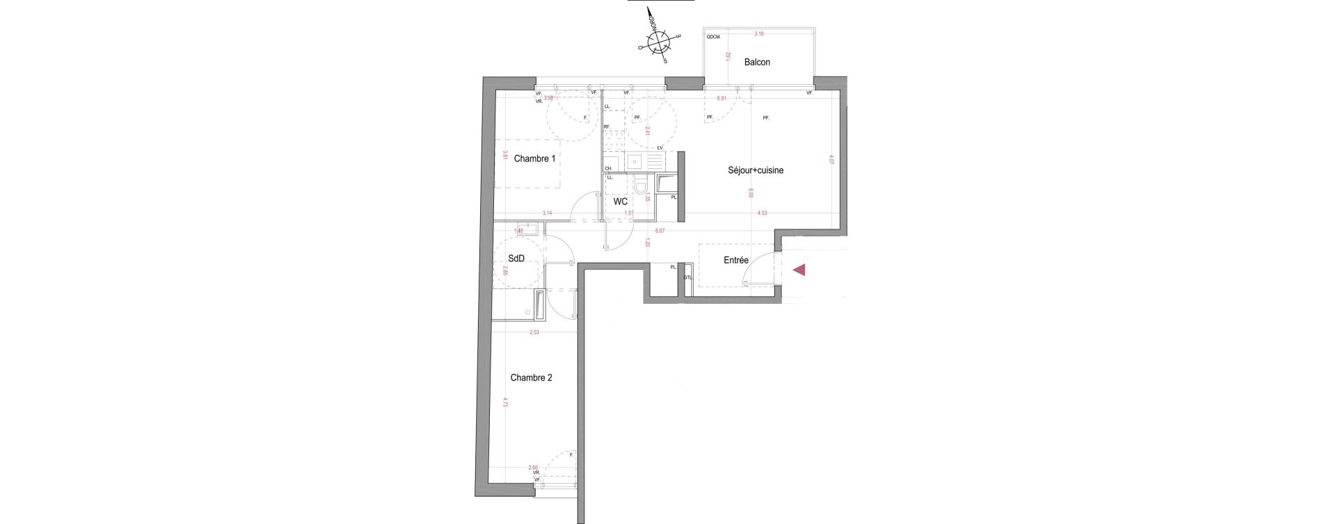 Appartement T3 de 66,60 m2 &agrave; &Eacute;pinay-Sur-Seine Centre