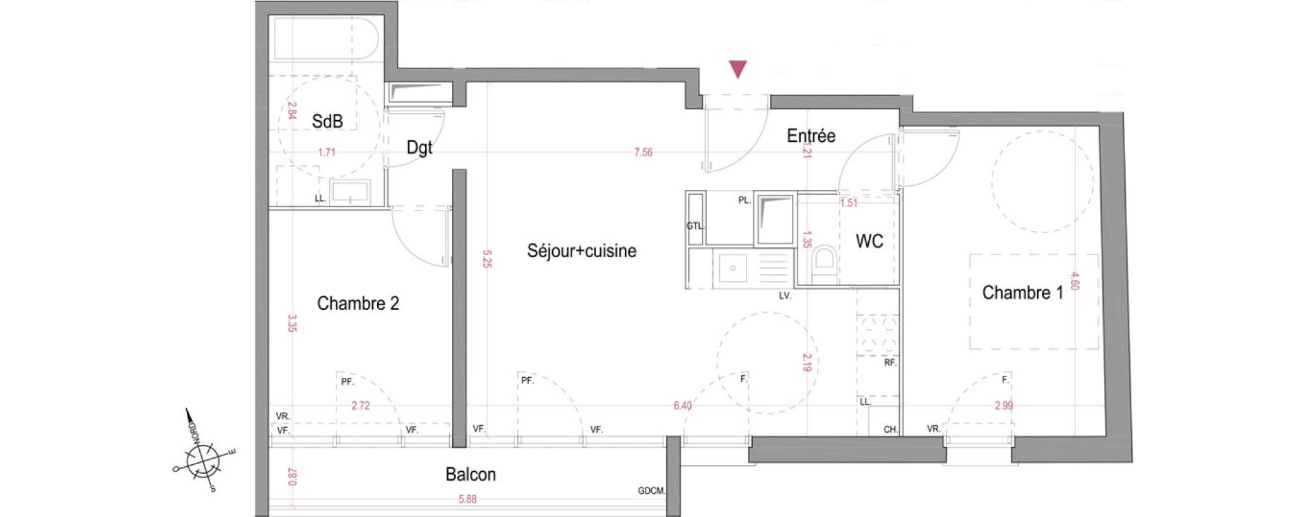 Appartement T3 de 60,10 m2 &agrave; &Eacute;pinay-Sur-Seine Centre