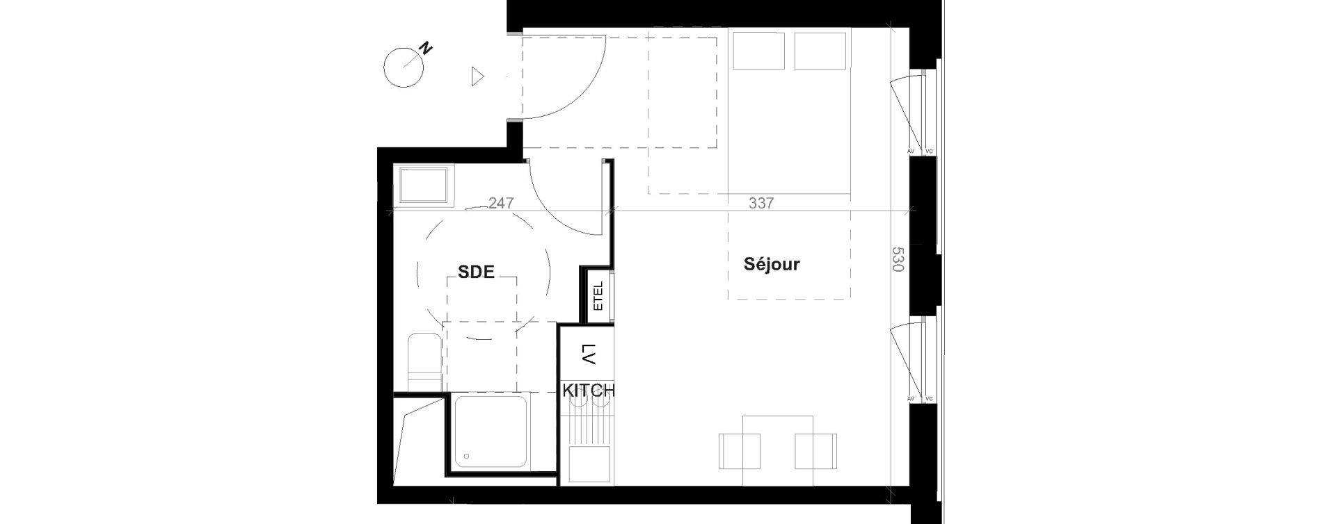 Appartement T1 de 27,10 m2 &agrave; &Eacute;pinay-Sur-Seine Centre