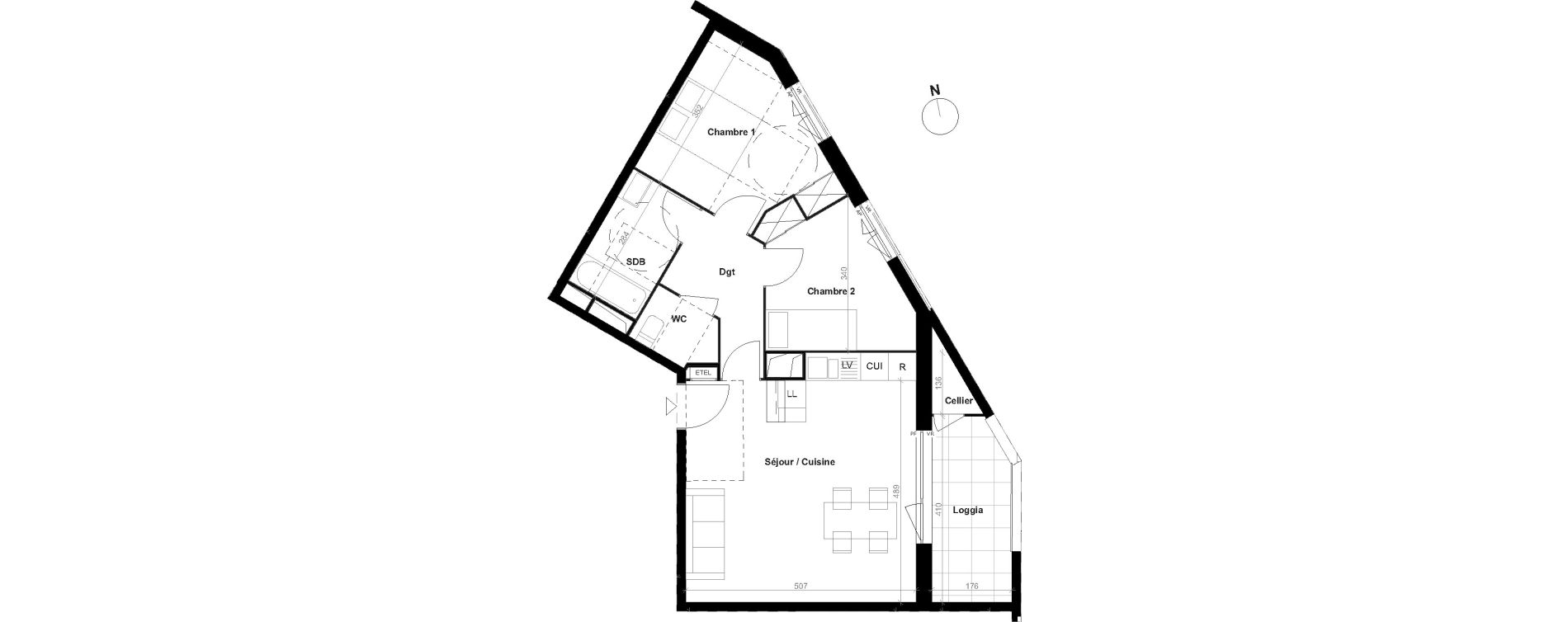 Appartement T3 de 58,60 m2 &agrave; &Eacute;pinay-Sur-Seine Centre
