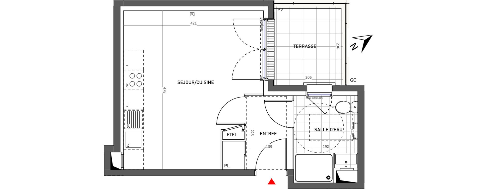 Appartement T1 de 26,35 m2 &agrave; &Eacute;pinay-Sur-Seine Le cygne d enghien