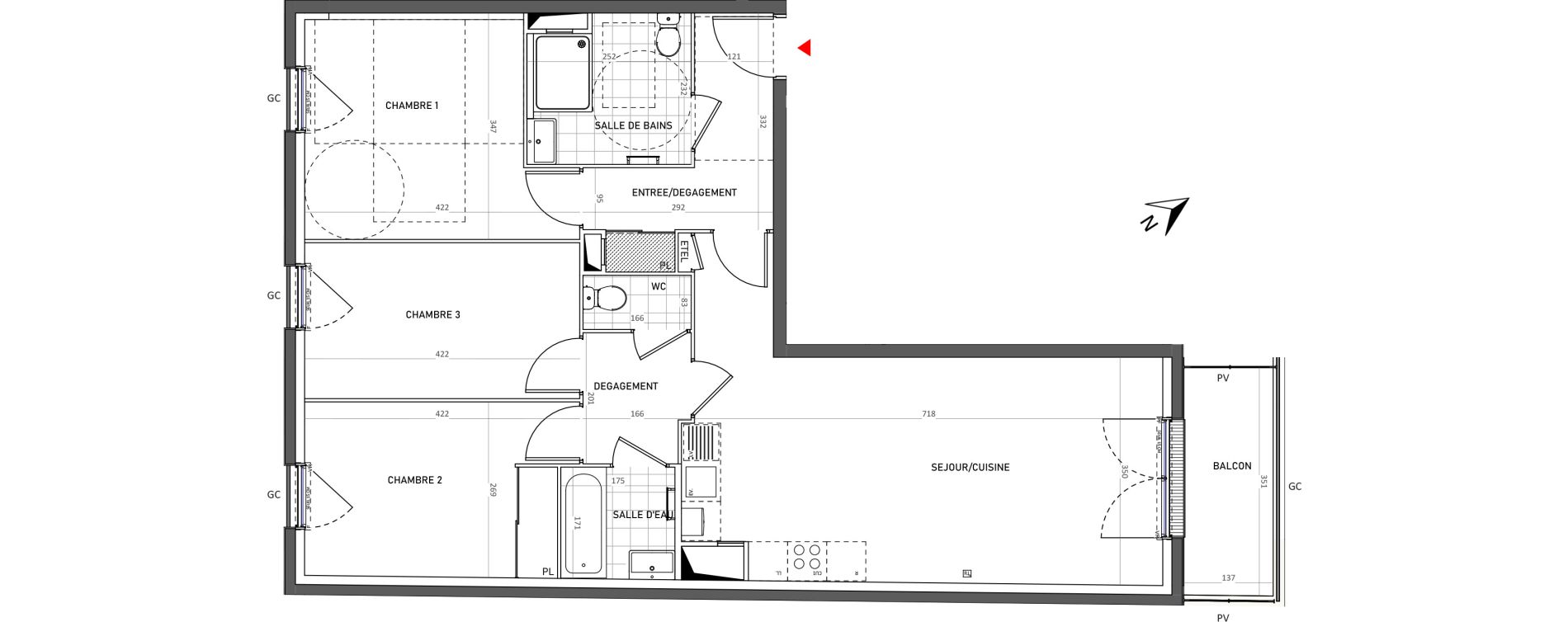 Appartement T4 de 79,65 m2 &agrave; &Eacute;pinay-Sur-Seine Le cygne d enghien