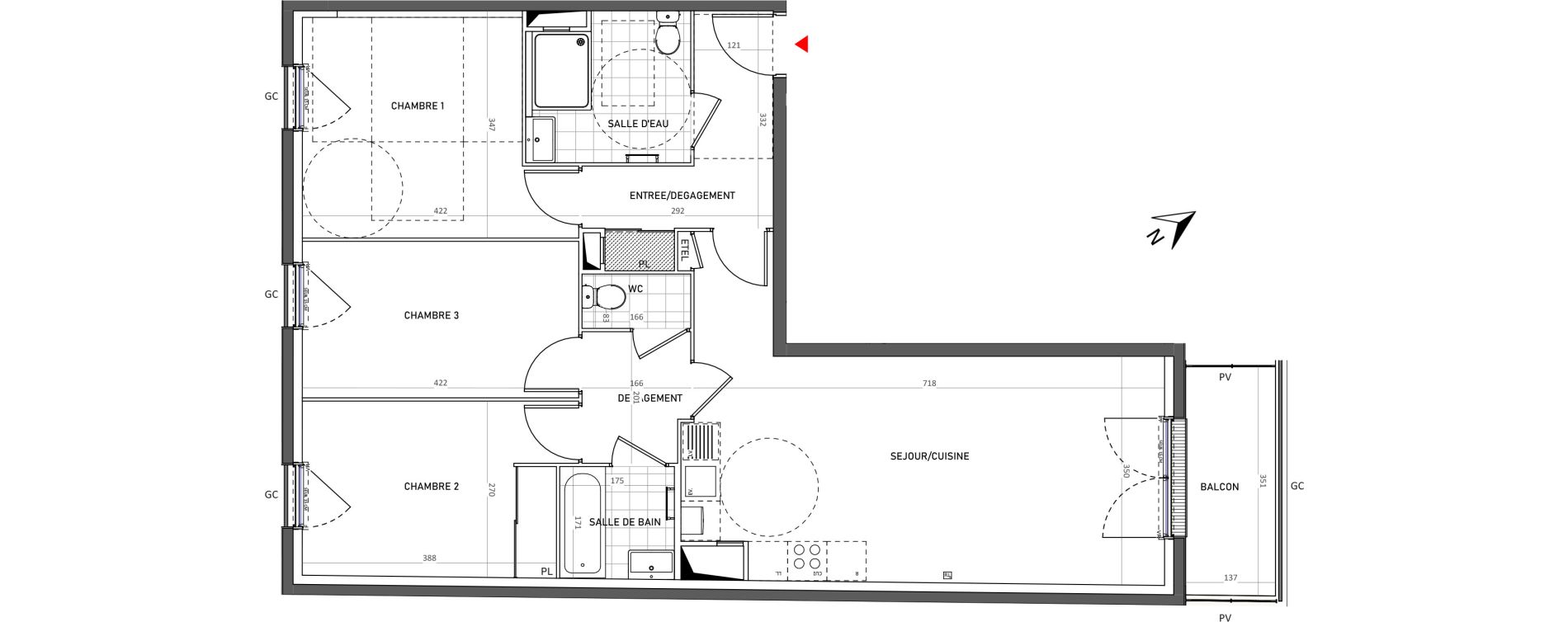 Appartement T4 de 79,65 m2 &agrave; &Eacute;pinay-Sur-Seine Le cygne d enghien