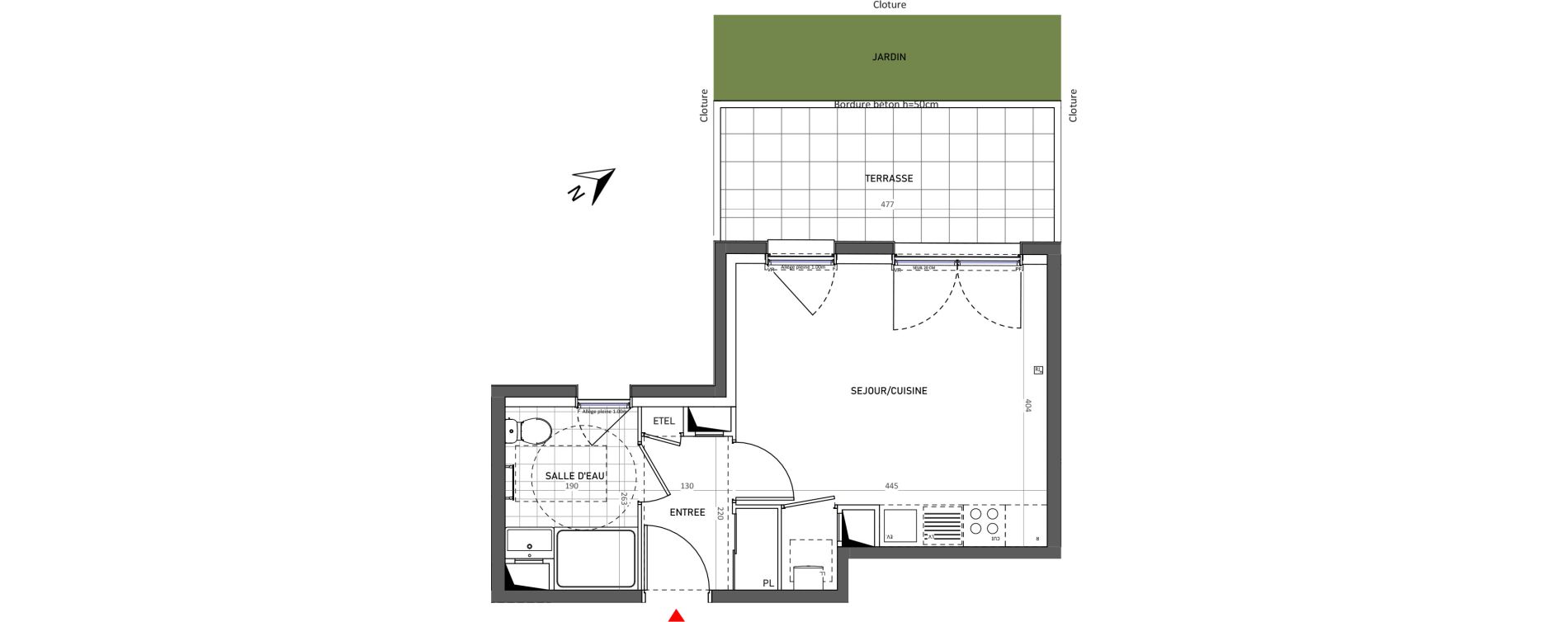 Appartement T1 de 26,10 m2 &agrave; &Eacute;pinay-Sur-Seine Le cygne d enghien