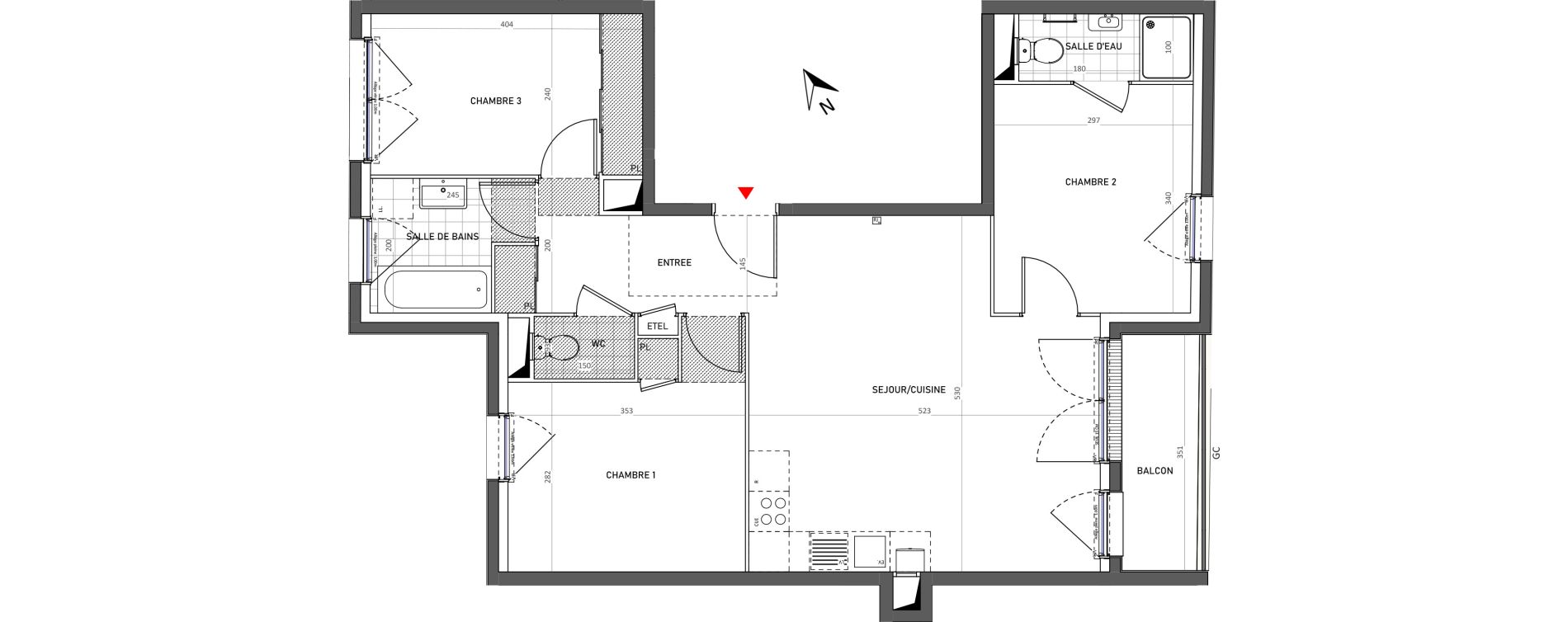 Appartement T4 de 70,30 m2 &agrave; &Eacute;pinay-Sur-Seine Le cygne d enghien