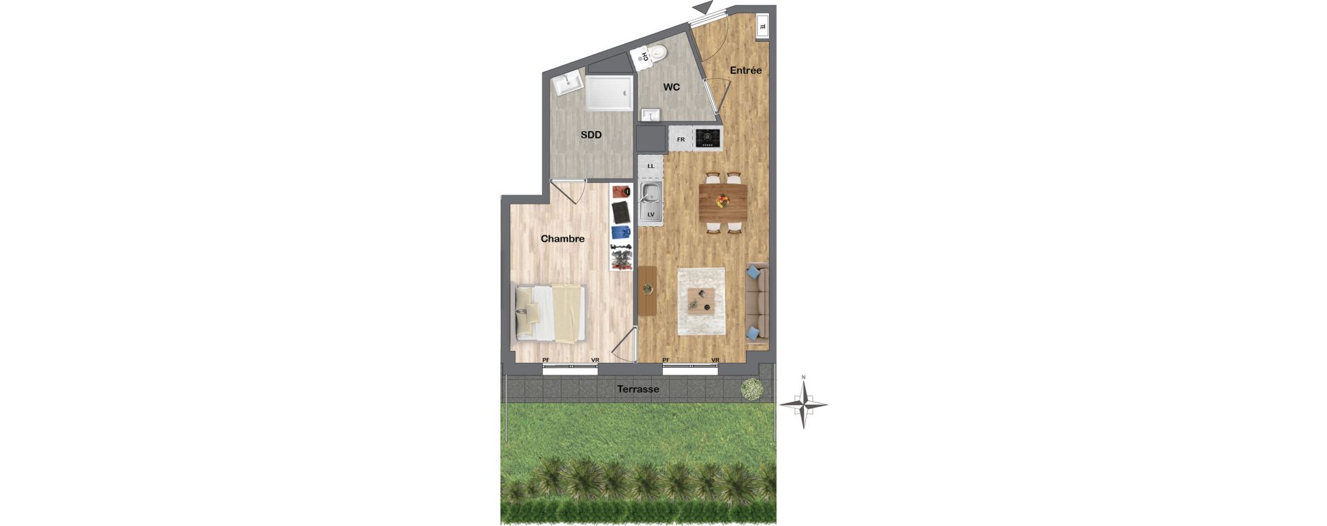 Appartement T2 de 45,28 m2 &agrave; Gagny Centre