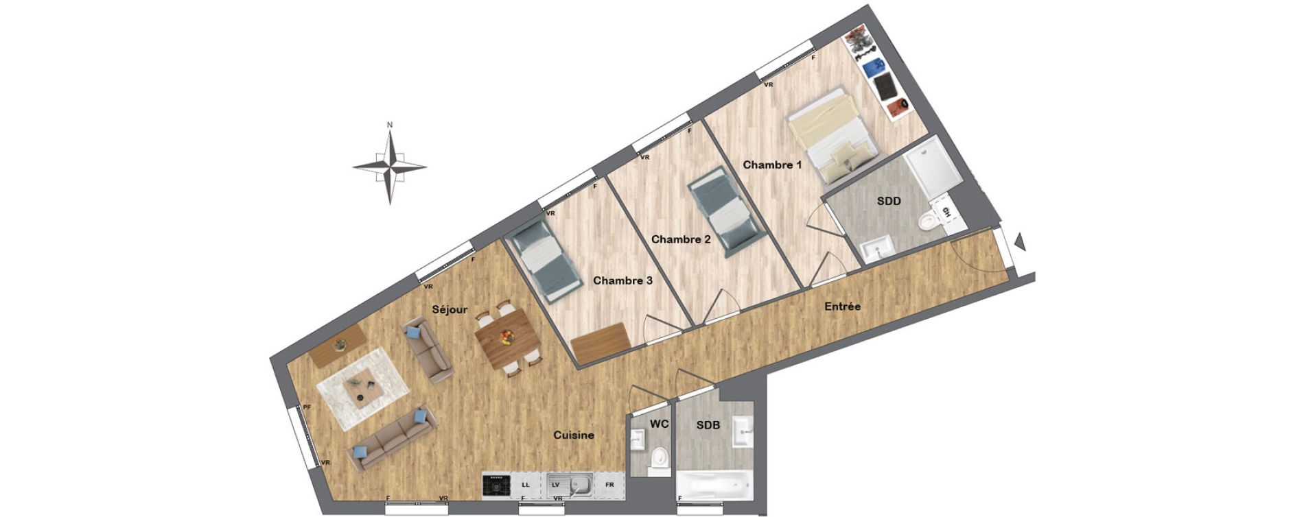 Appartement T4 de 82,90 m2 à Gagny Centre