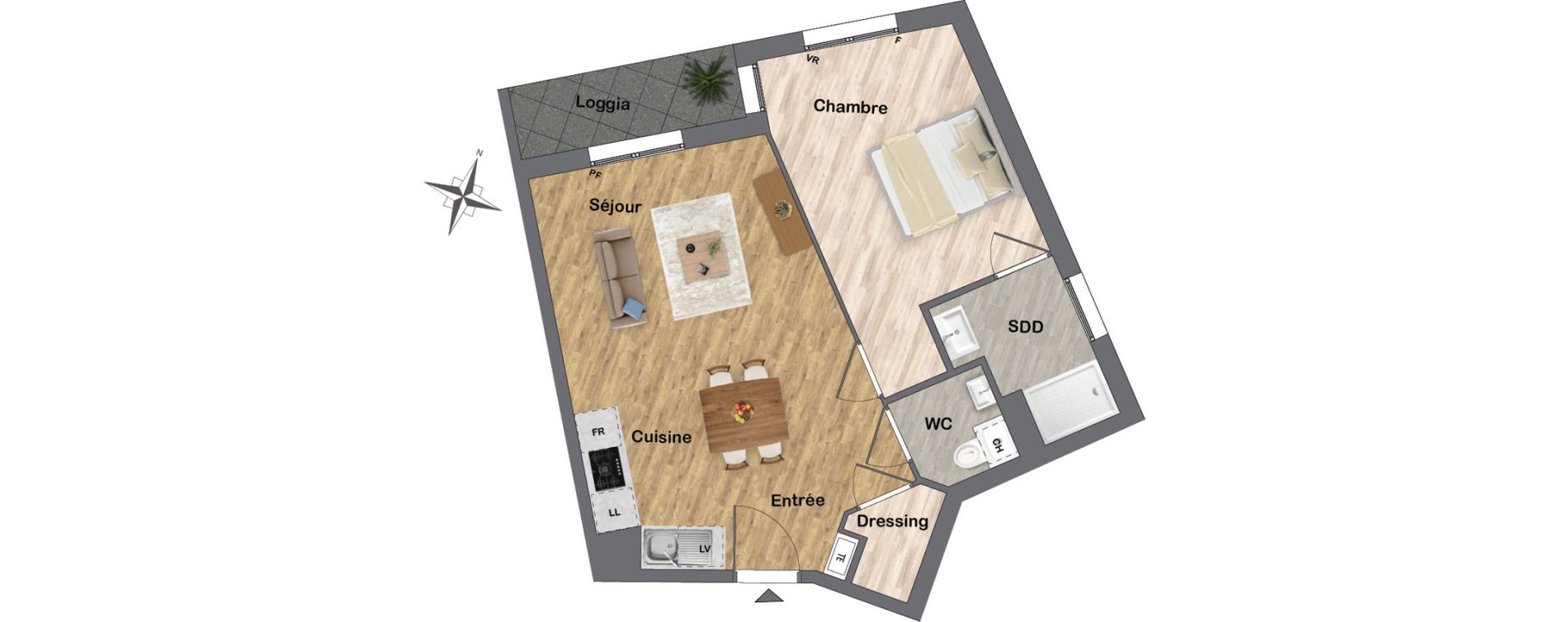 Appartement T2 de 45,89 m2 &agrave; Gagny Centre