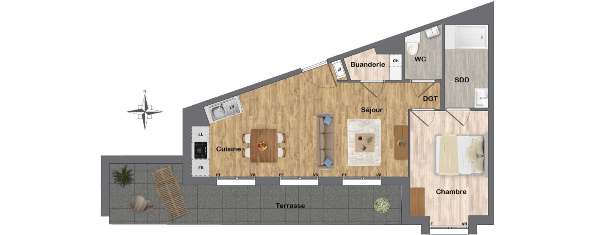 Appartement T2 de 45,77 m2 &agrave; Gagny Centre