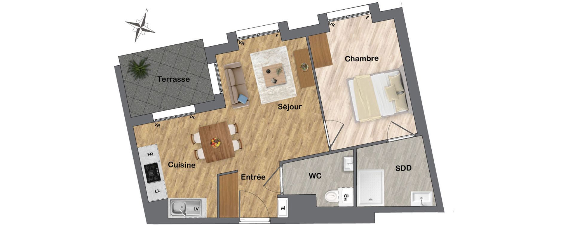 Appartement T2 de 43,06 m2 &agrave; Gagny Centre