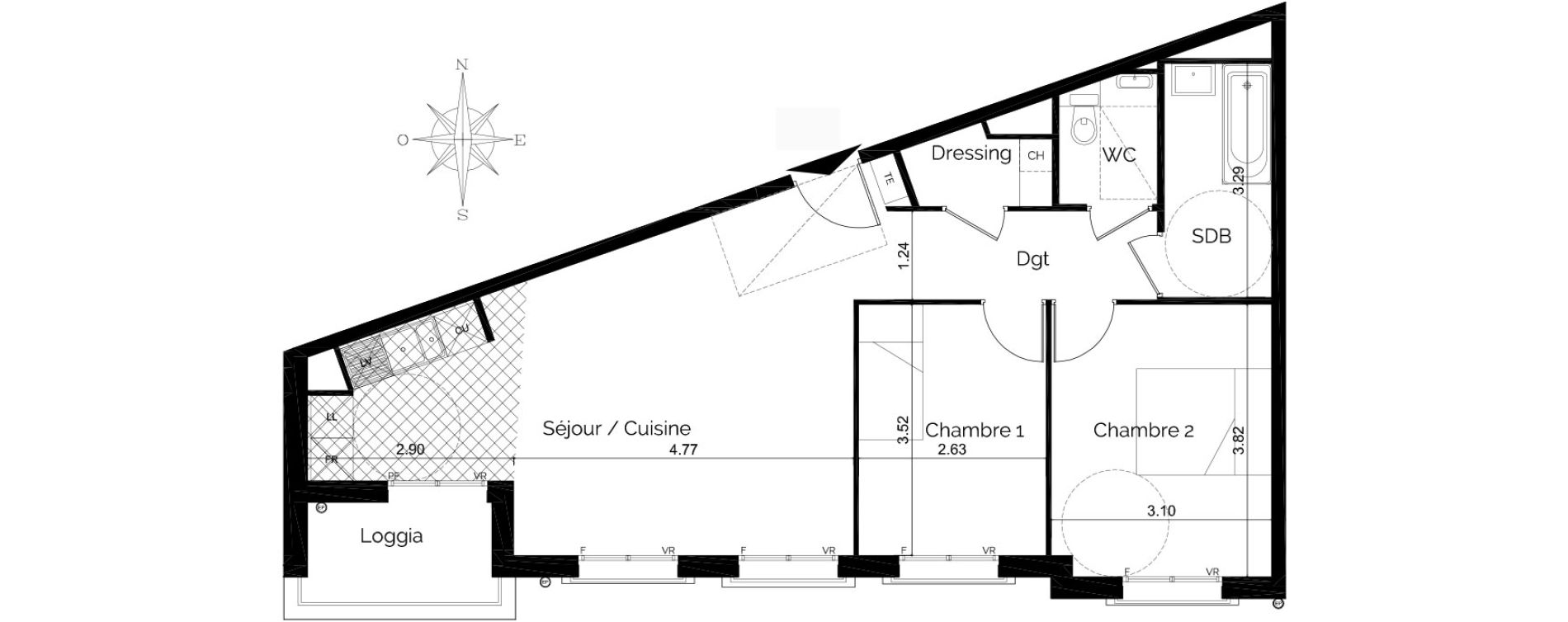 Appartement T3 de 63,92 m2 &agrave; Gagny Centre