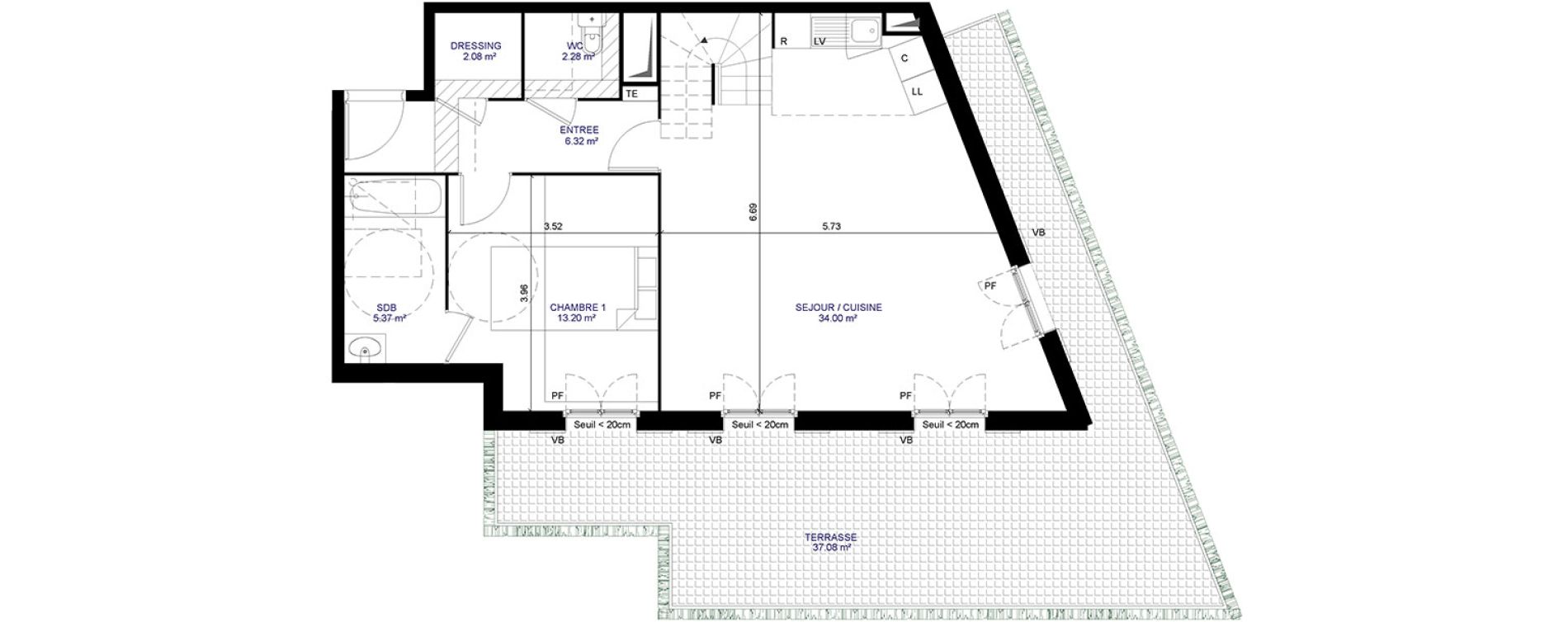 Duplex T4 de 93,13 m2 &agrave; Gagny Centre