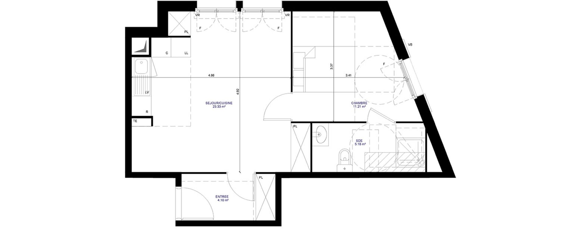 Appartement T2 de 43,82 m2 &agrave; Gagny Centre