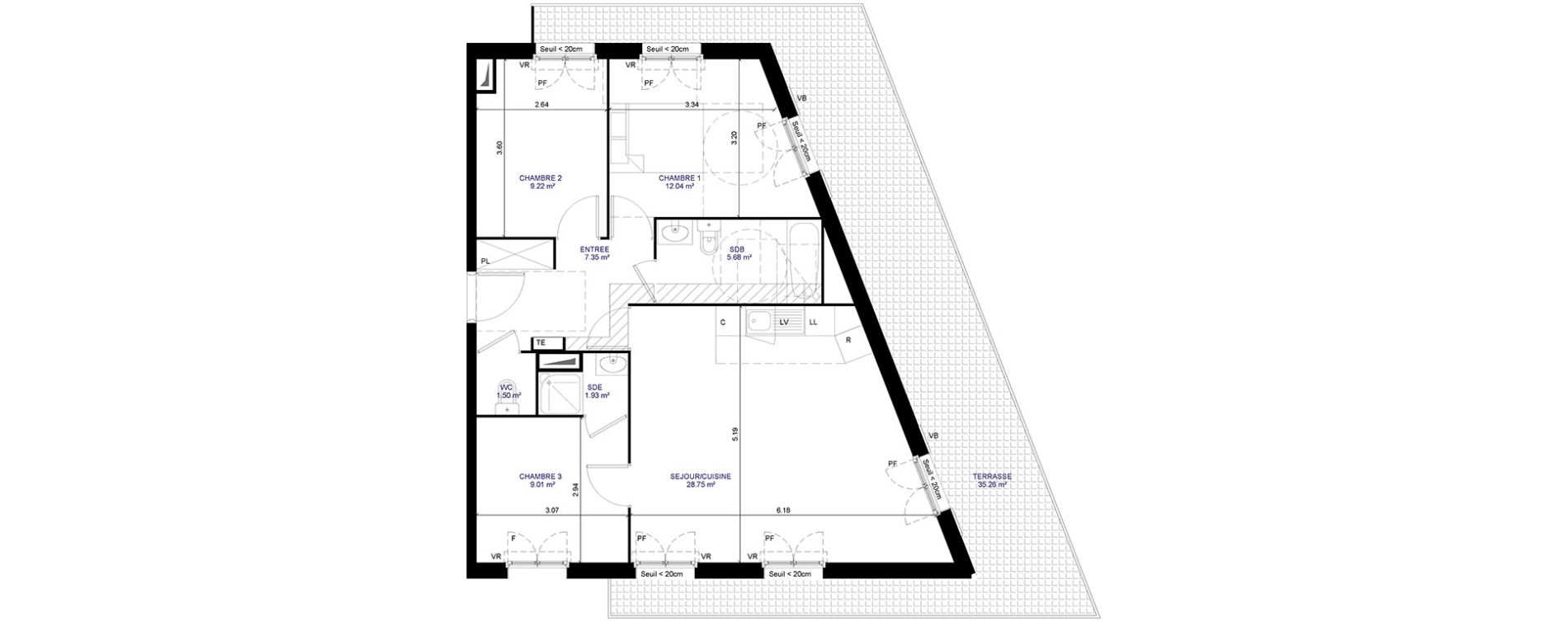 Appartement T4 de 75,53 m2 &agrave; Gagny Centre