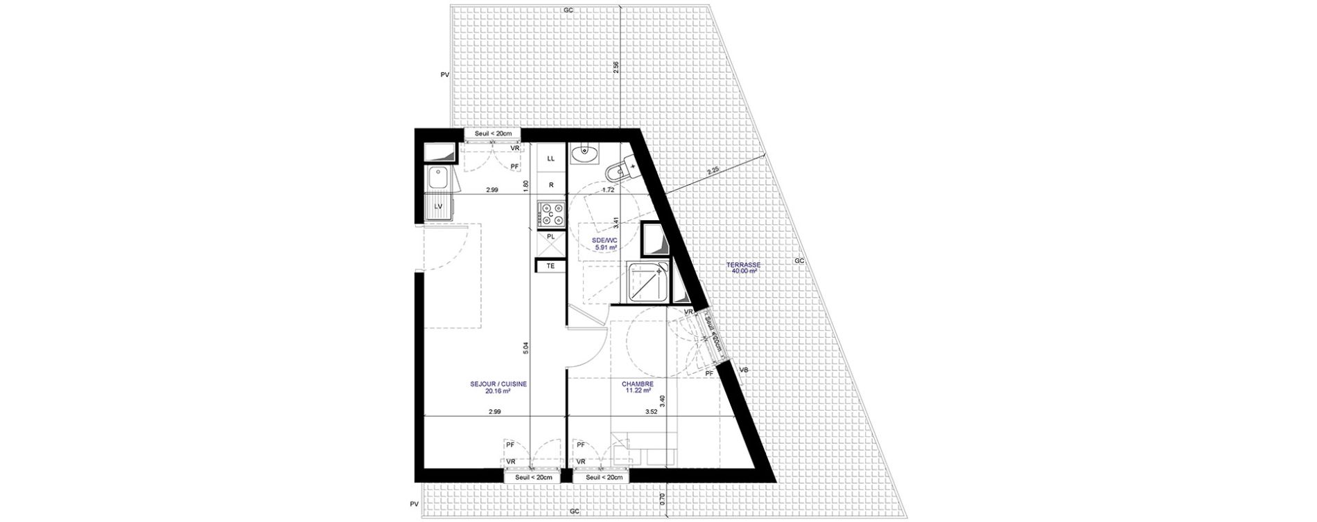 Appartement T2 de 37,29 m2 &agrave; Gagny Centre