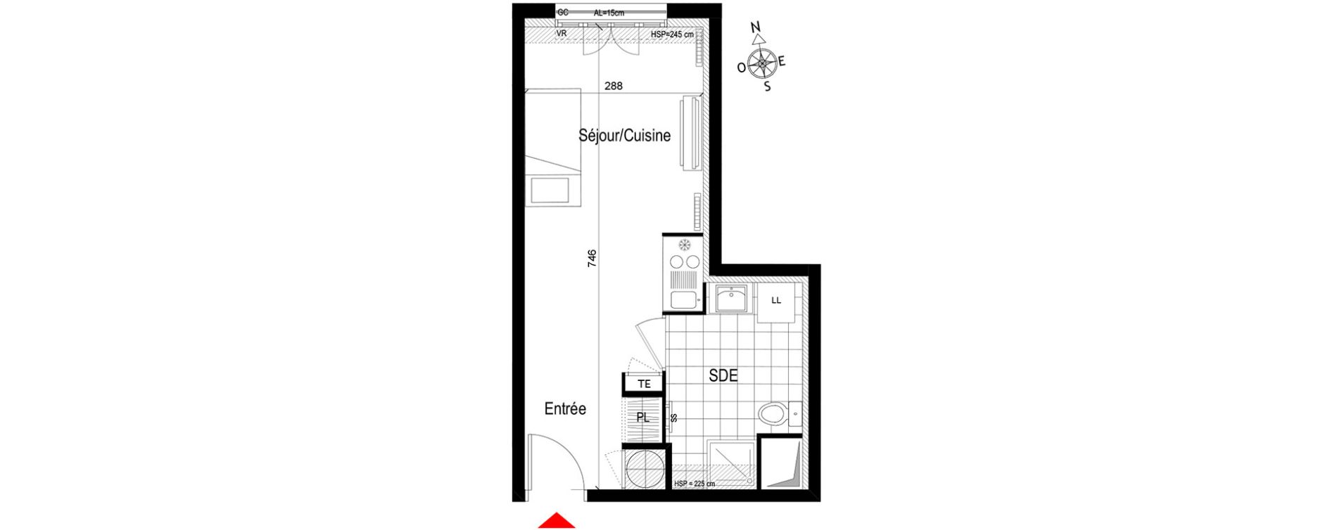 Appartement T1 de 25,55 m2 &agrave; Gagny Centre