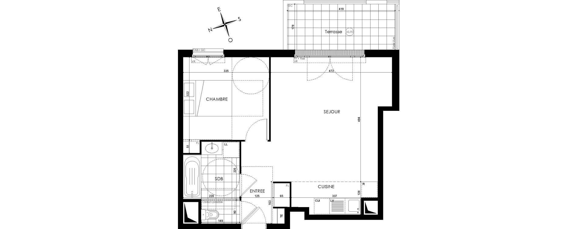 Appartement T2 de 46,52 m2 &agrave; Gagny Centre