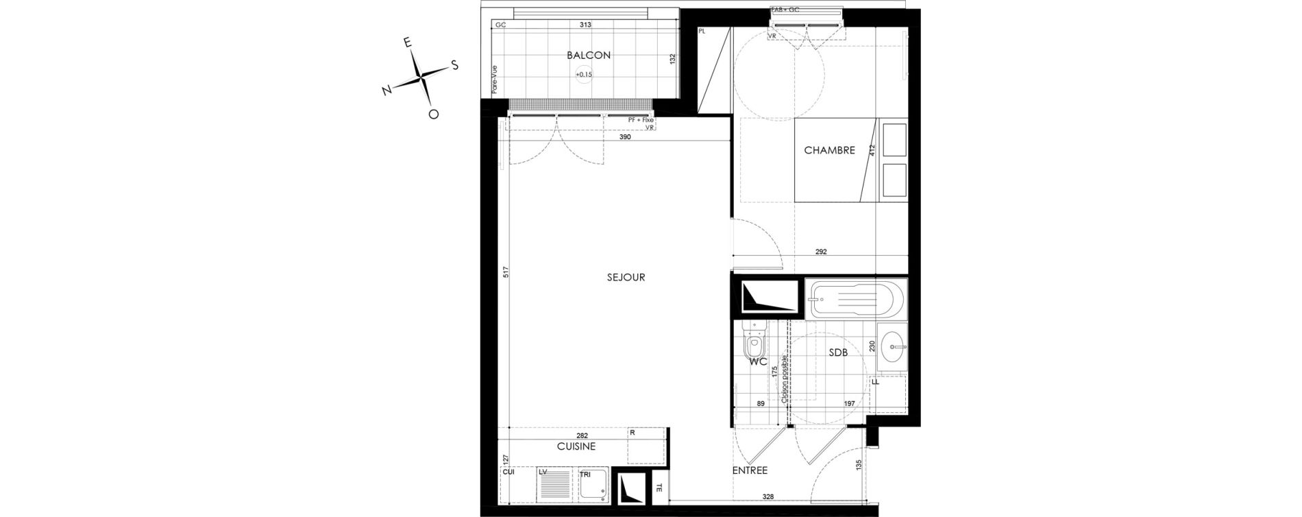 Appartement T2 de 46,43 m2 à Gagny Centre