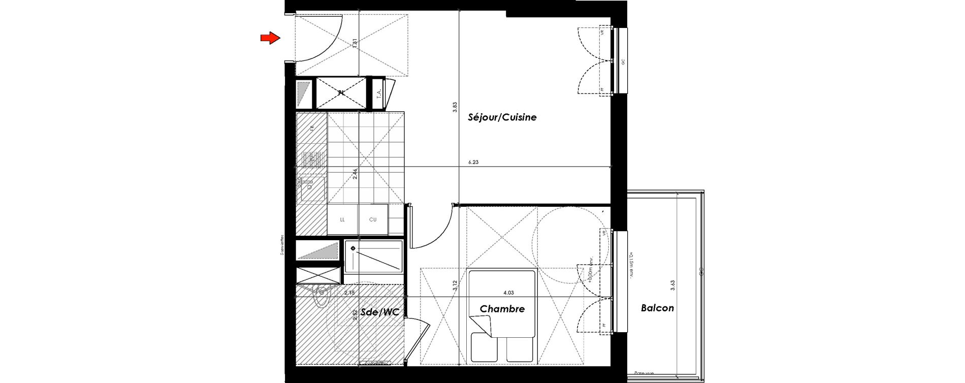 Appartement T2 de 42,00 m2 à Gagny Centre