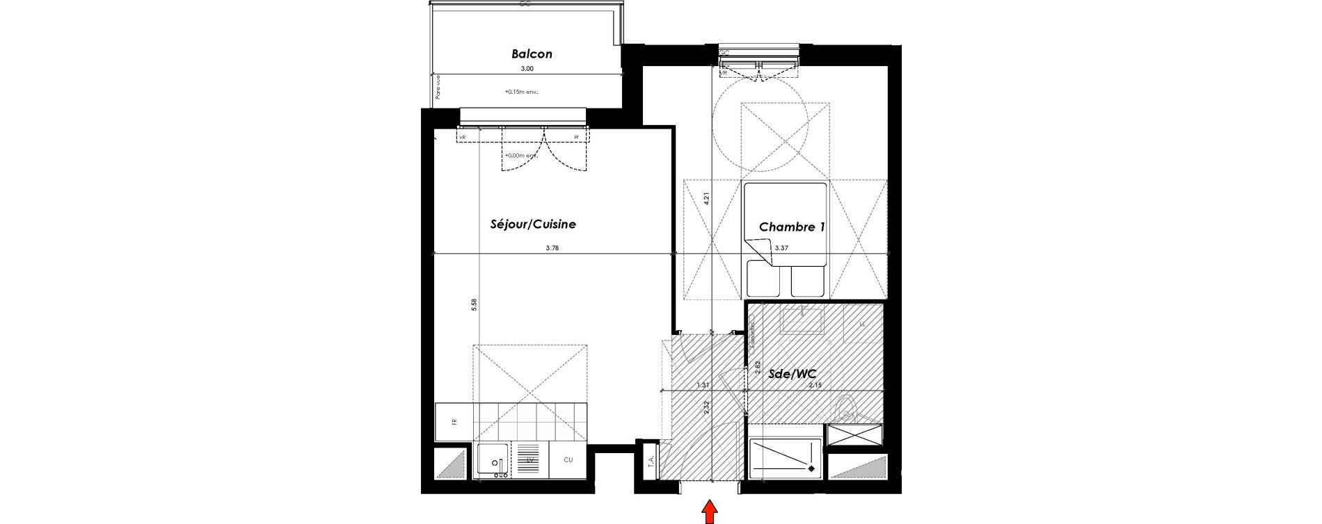 Appartement T2 de 41,80 m2 &agrave; Gagny Centre