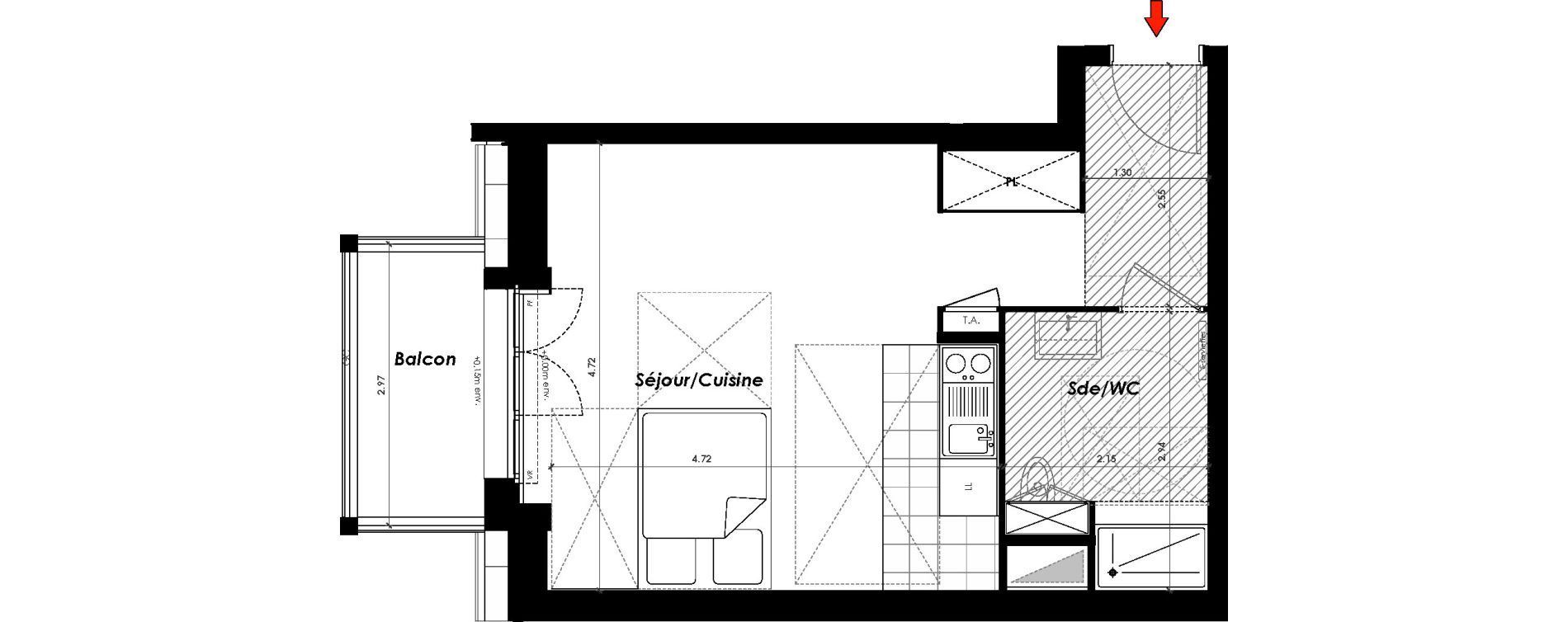 Appartement T1 de 32,30 m2 &agrave; Gagny Centre