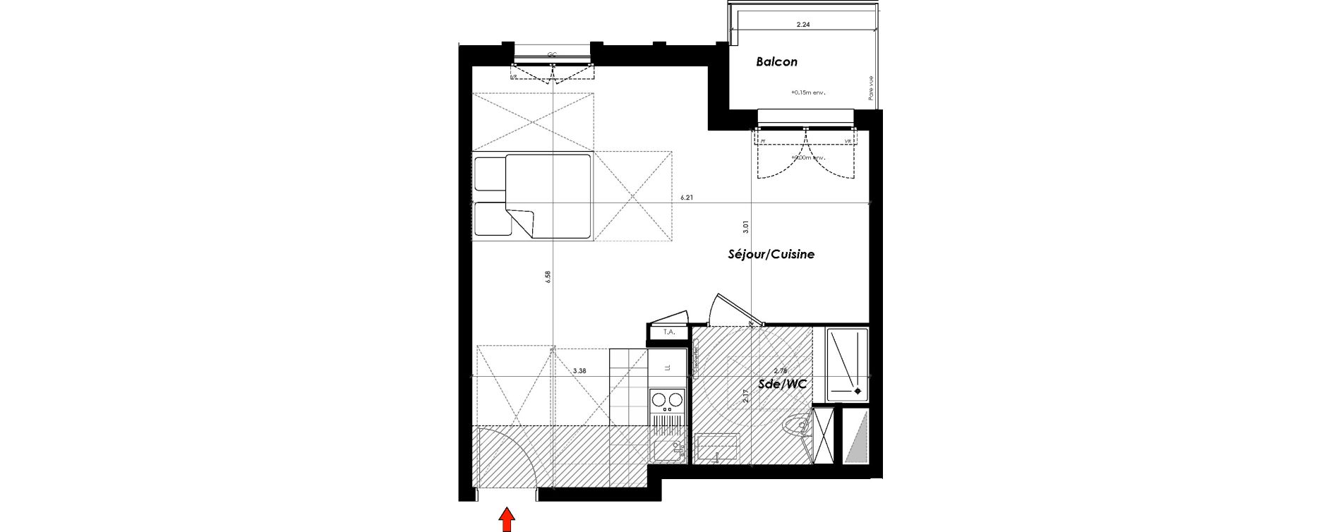 Appartement T1 de 36,10 m2 &agrave; Gagny Centre