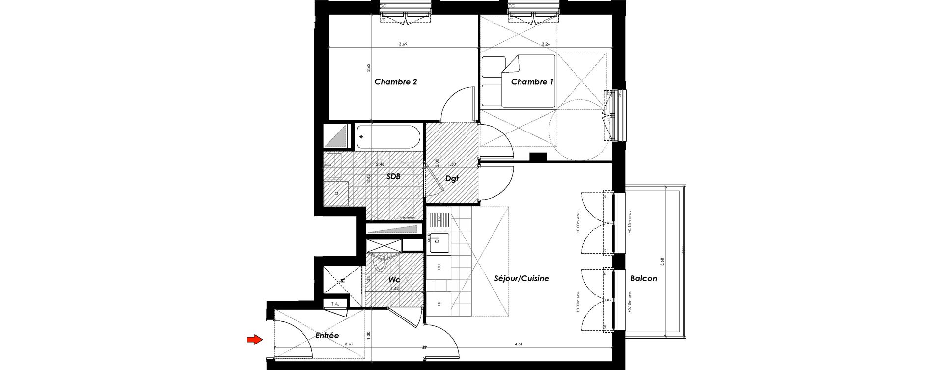 Appartement T3 de 58,50 m2 à Gagny Centre