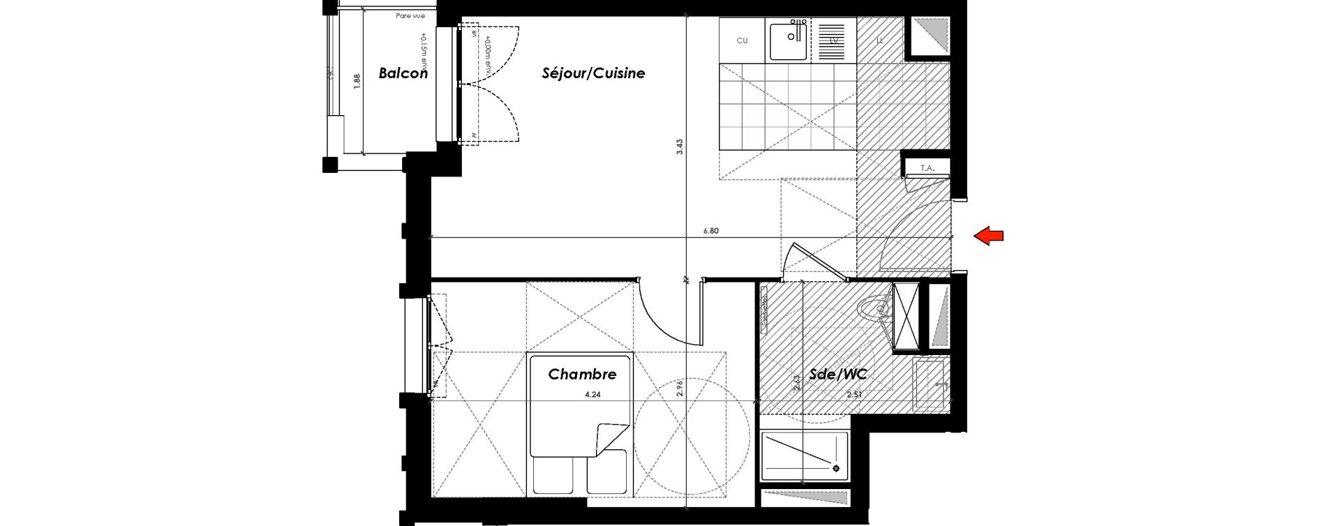 Appartement T2 de 39,40 m2 à Gagny Centre