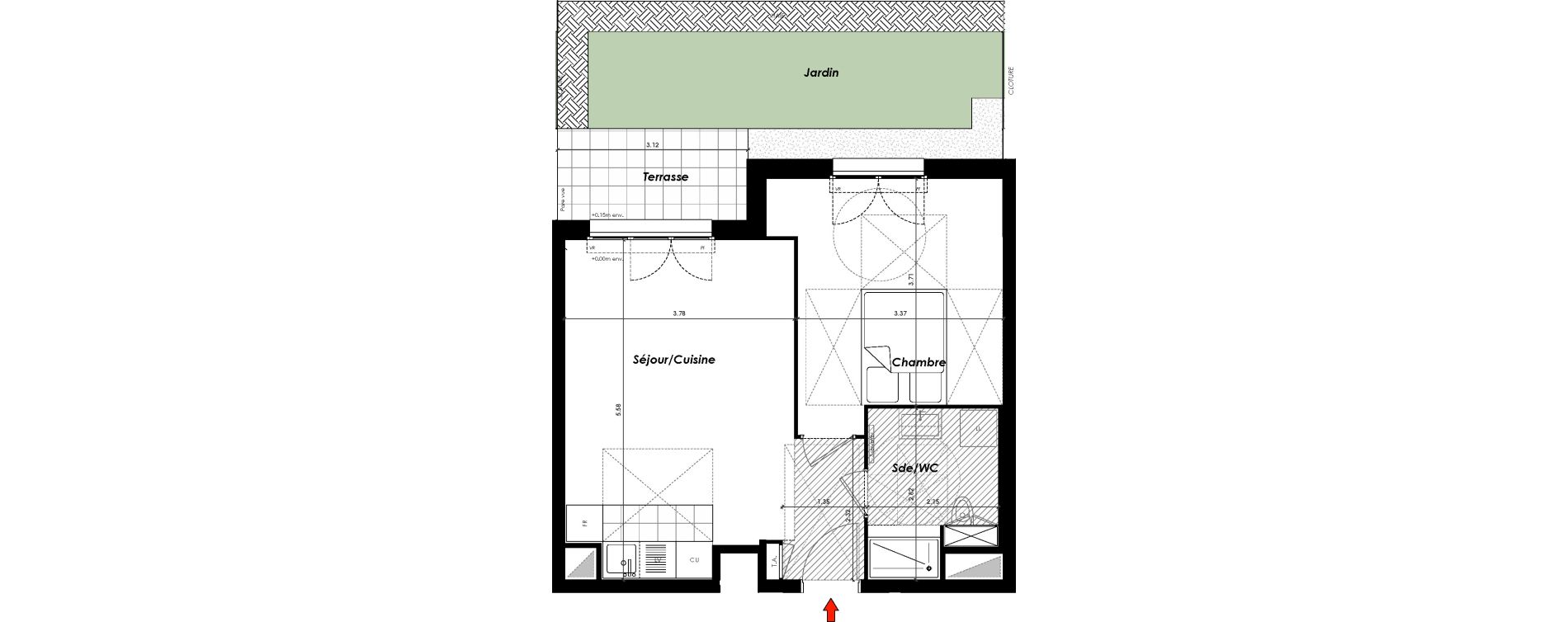 Appartement T2 de 41,80 m2 &agrave; Gagny Centre