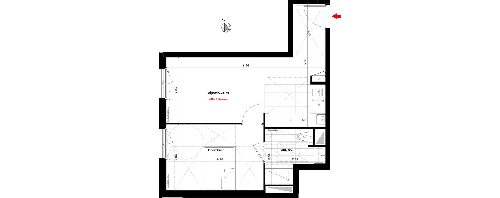 Appartement T2 de 39,50 m2 &agrave; Gagny Centre