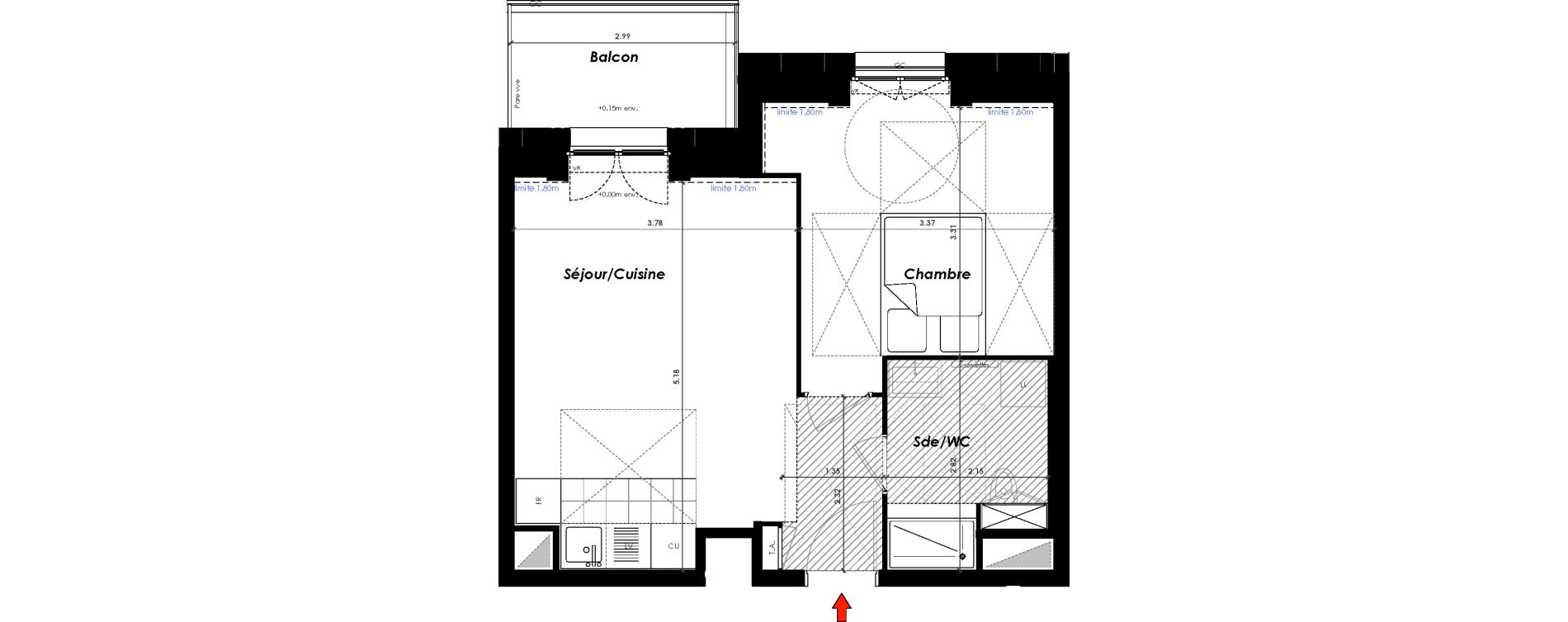 Appartement T2 de 39,80 m2 &agrave; Gagny Centre