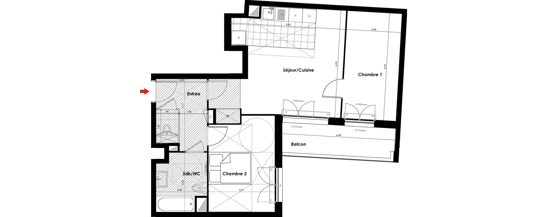 Appartement T3 de 58,40 m2 &agrave; Gagny Centre