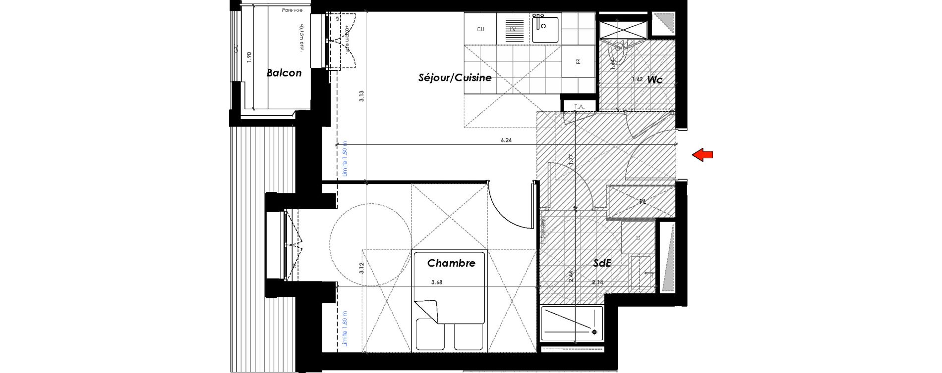 Appartement T2 de 37,10 m2 &agrave; Gagny Centre
