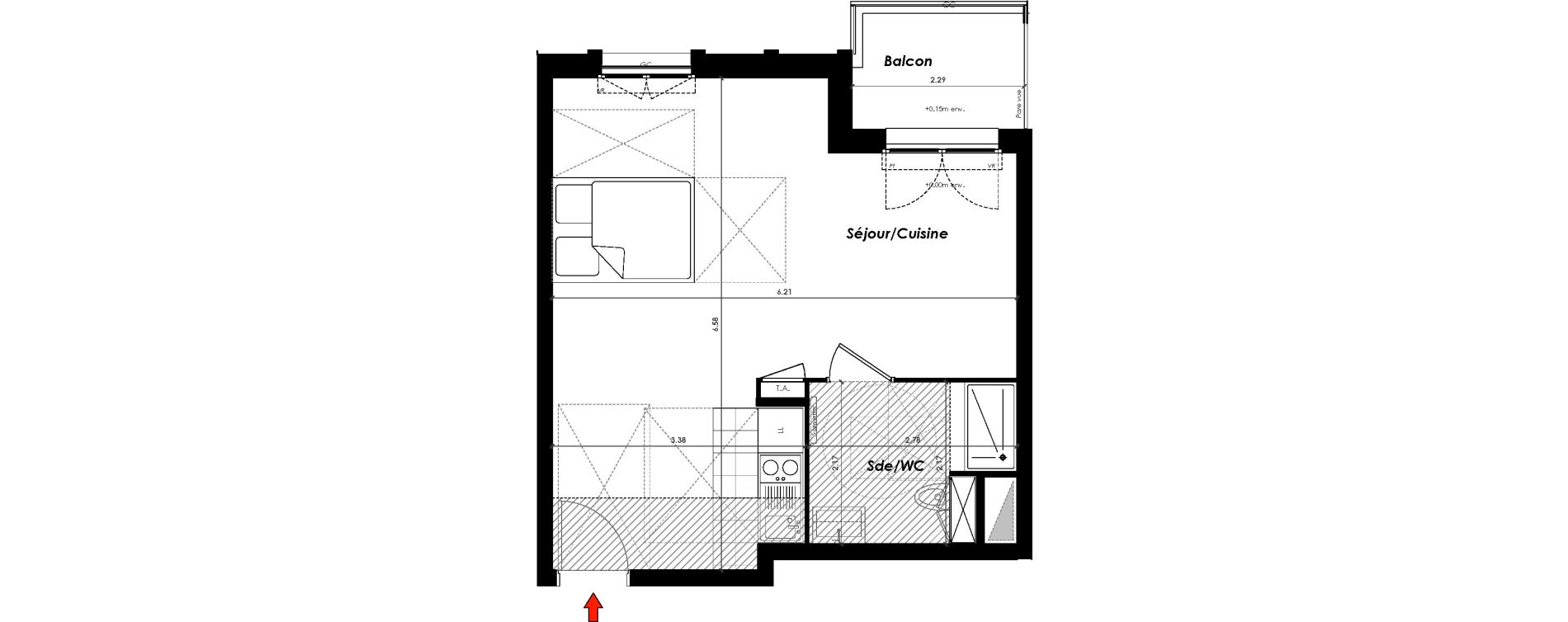 Appartement T1 de 36,10 m2 à Gagny Centre