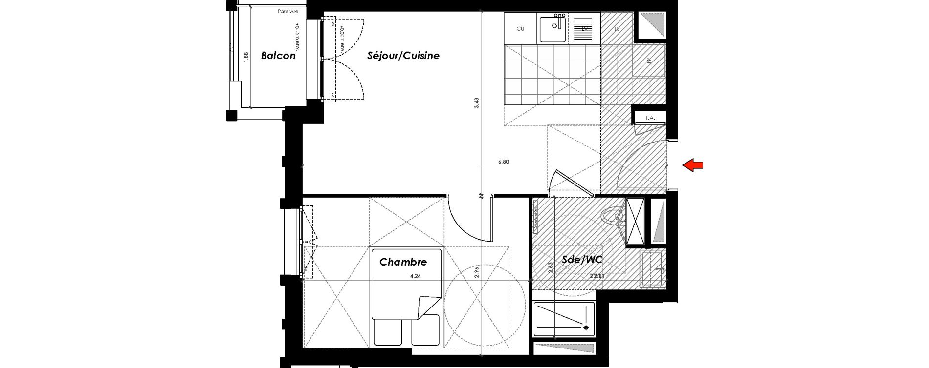 Appartement T2 de 39,40 m2 &agrave; Gagny Centre