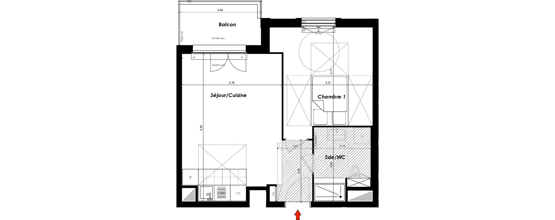 Appartement T2 de 41,80 m2 &agrave; Gagny Centre