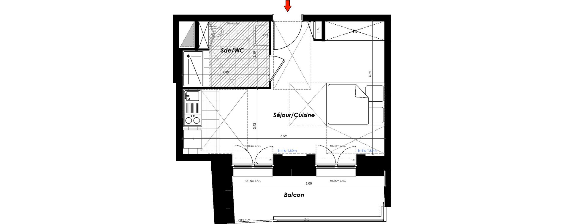 Appartement T1 de 28,50 m2 &agrave; Gagny Centre