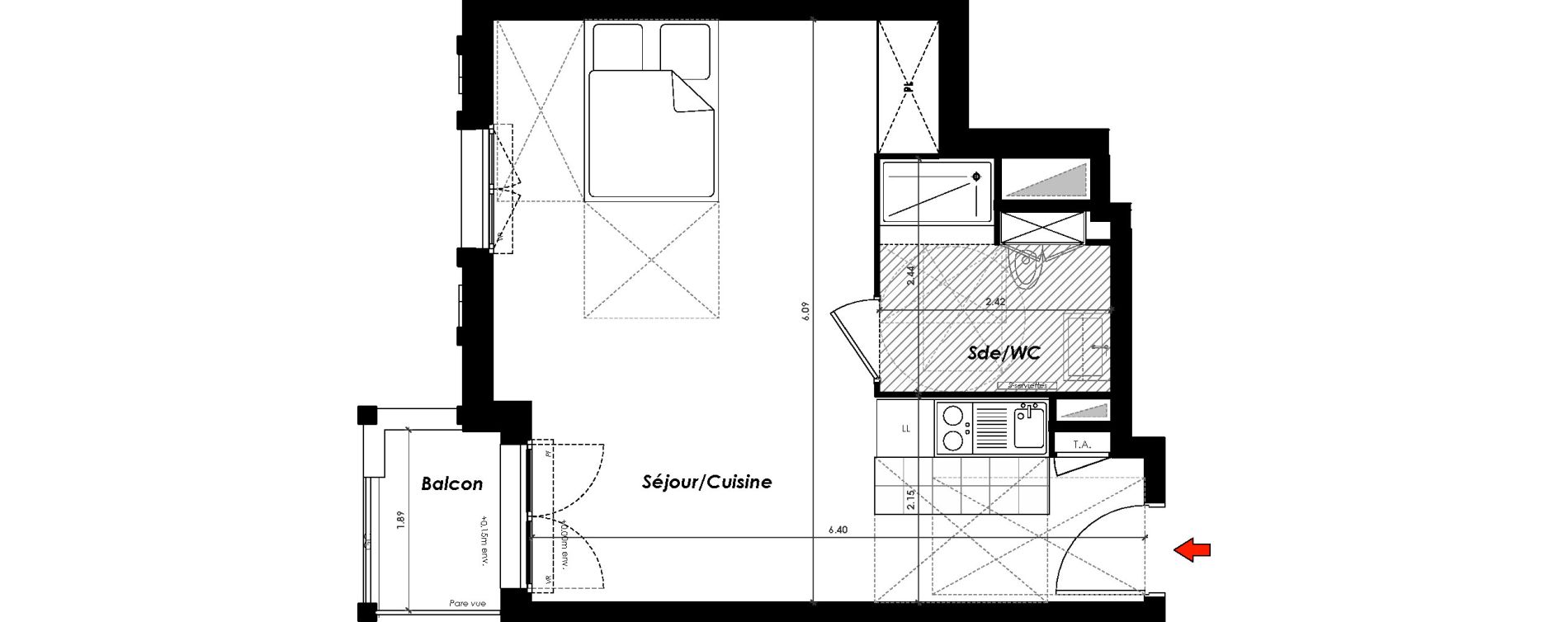 Appartement T1 de 34,90 m2 &agrave; Gagny Centre