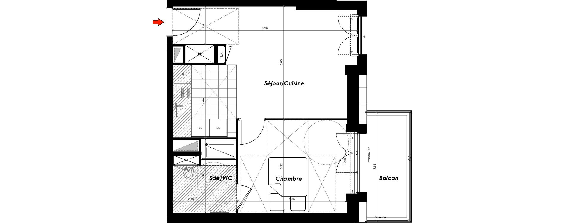 Appartement T2 de 40,00 m2 à Gagny Centre