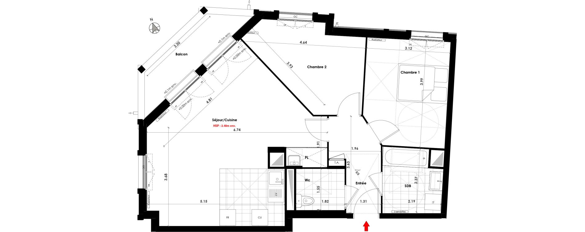 Appartement T3 de 68,00 m2 &agrave; Gagny Centre