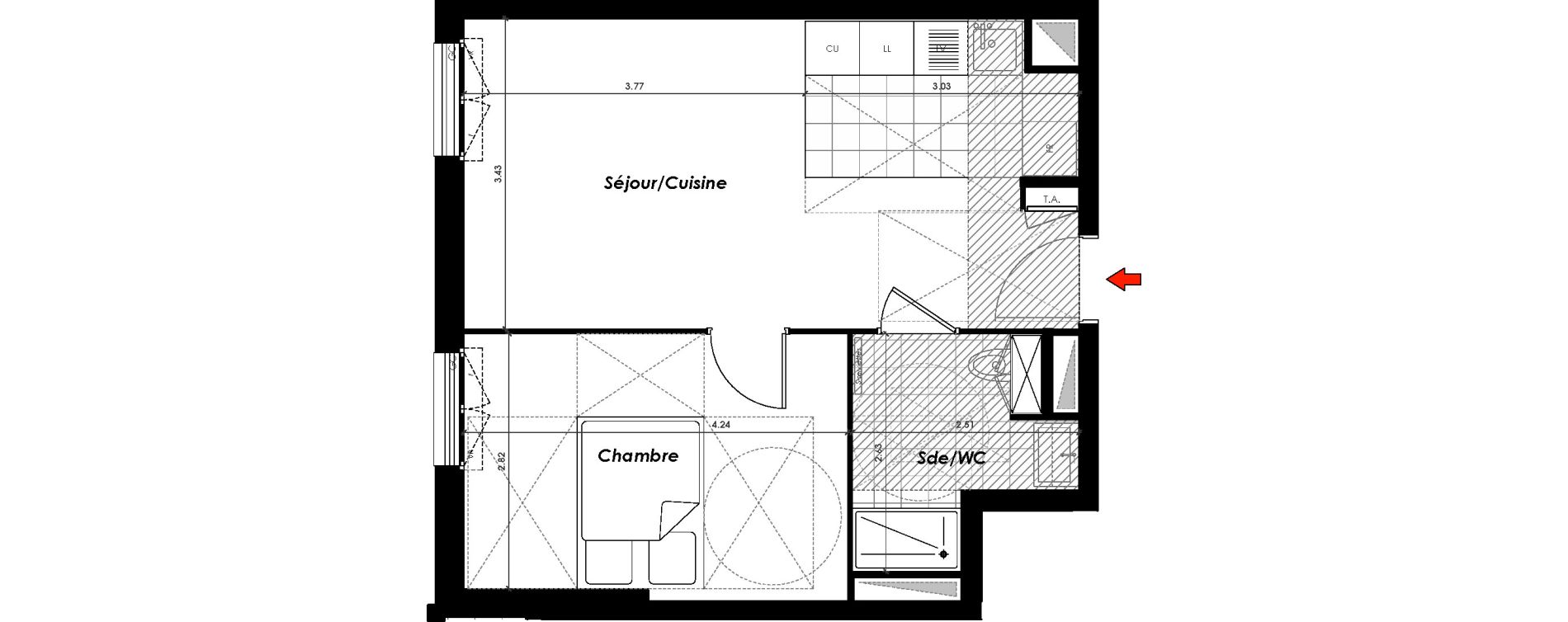 Appartement T2 de 40,10 m2 &agrave; Gagny Centre
