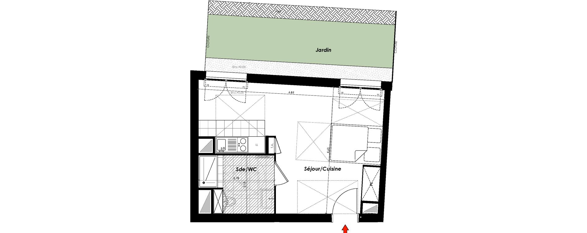 Appartement T1 de 30,00 m2 &agrave; Gagny Centre