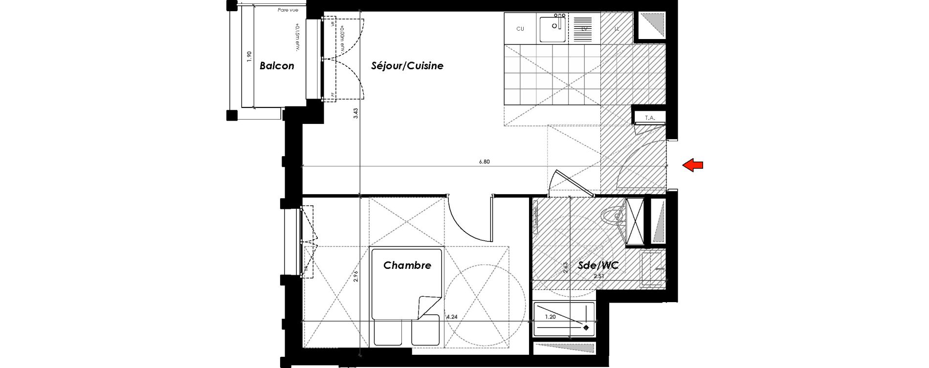 Appartement T2 de 39,40 m2 &agrave; Gagny Centre