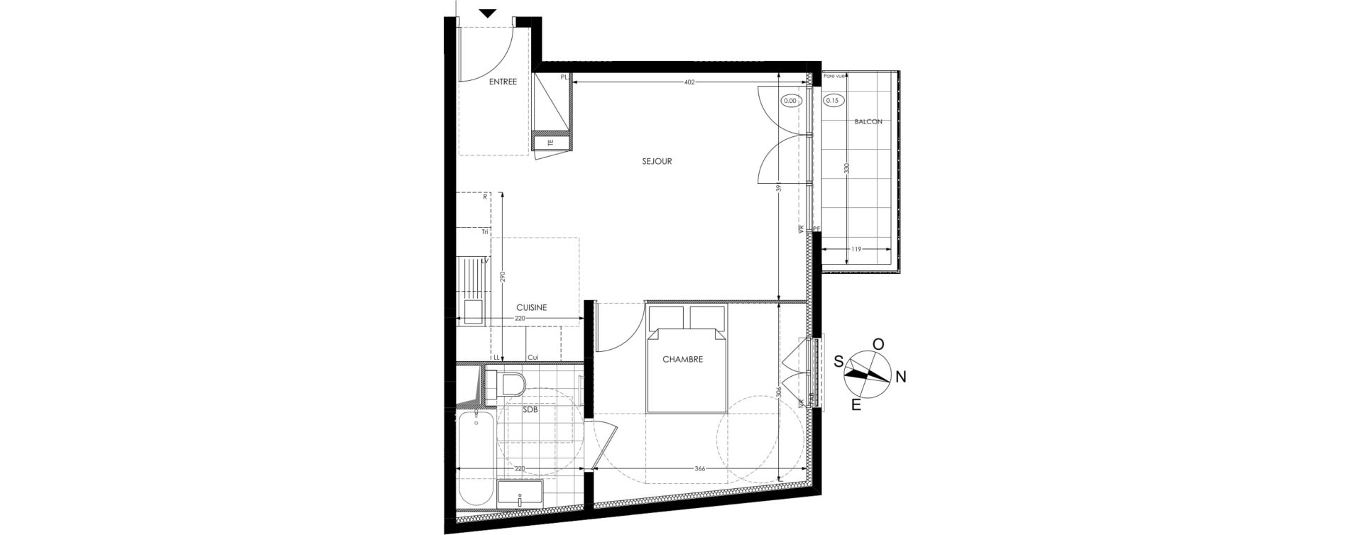Appartement T2 de 43,63 m2 &agrave; Gagny Centre