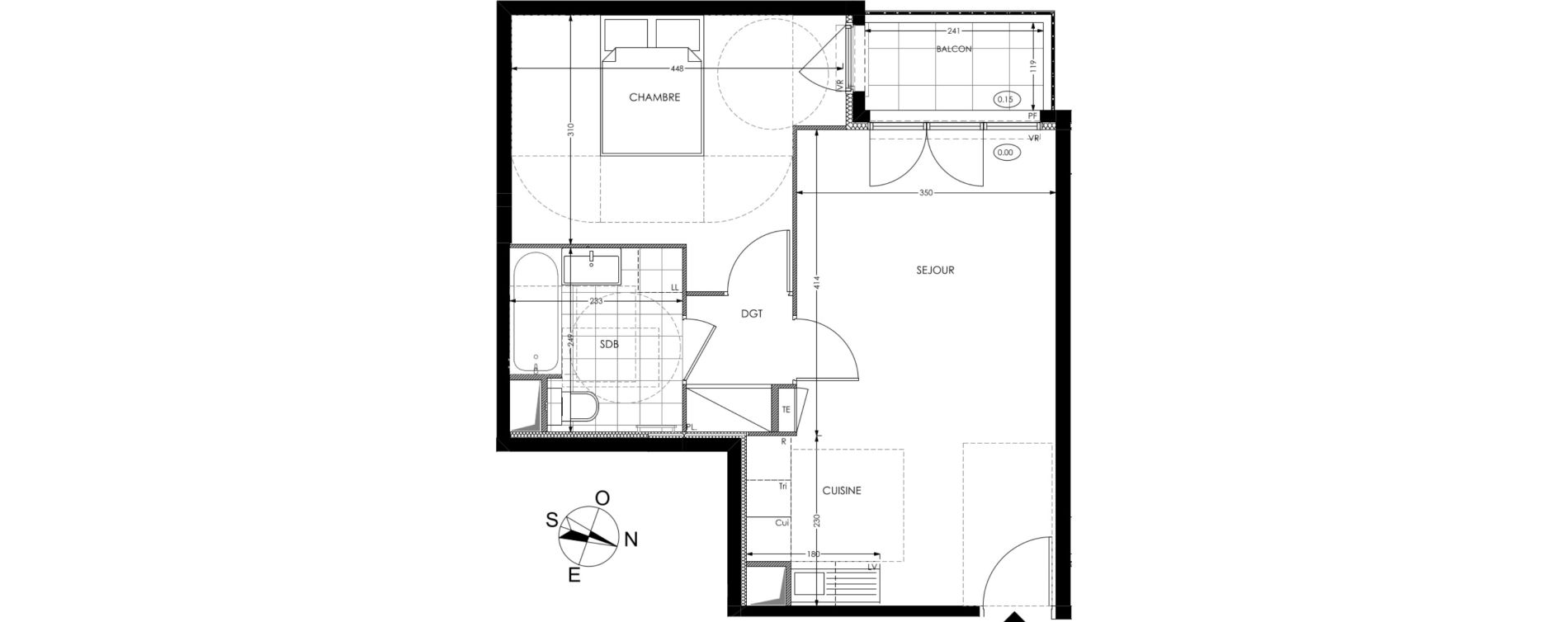 Appartement T2 de 45,58 m2 &agrave; Gagny Centre