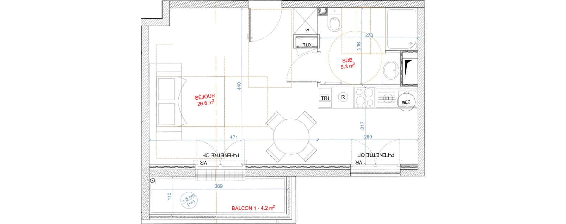 Appartement T1 de 31,90 m2 &agrave; Gagny Centre