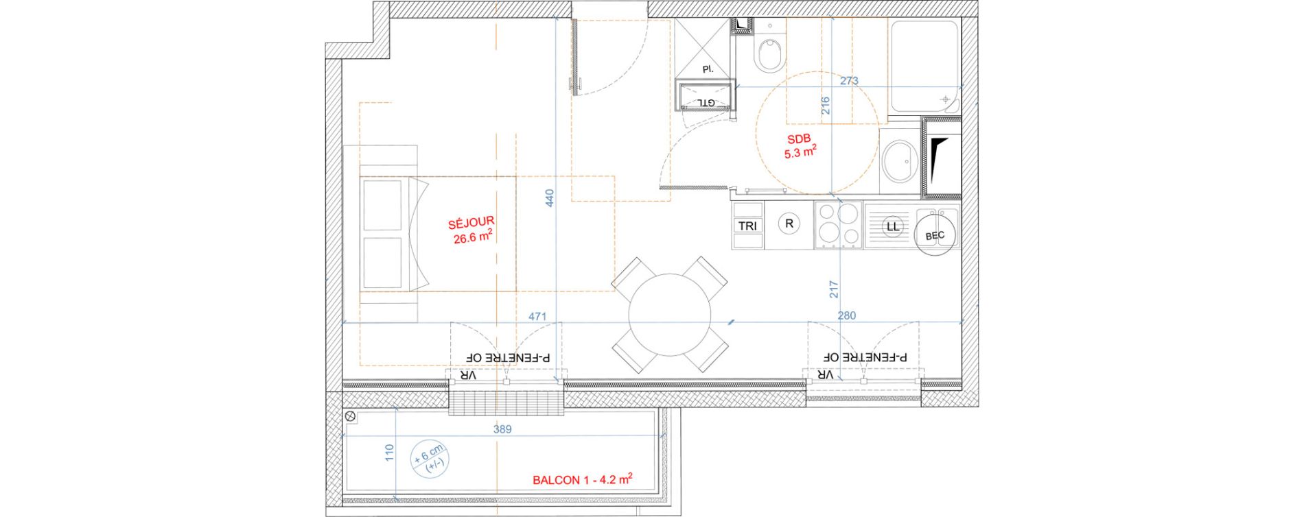 Appartement T1 de 31,90 m2 &agrave; Gagny Centre