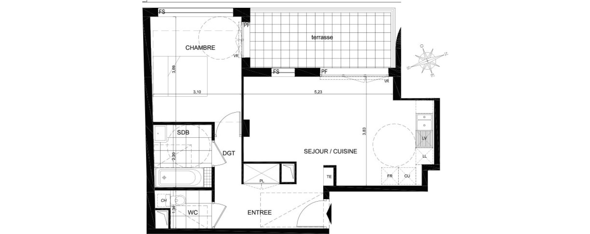Appartement T2 de 48,96 m2 à Gagny Centre