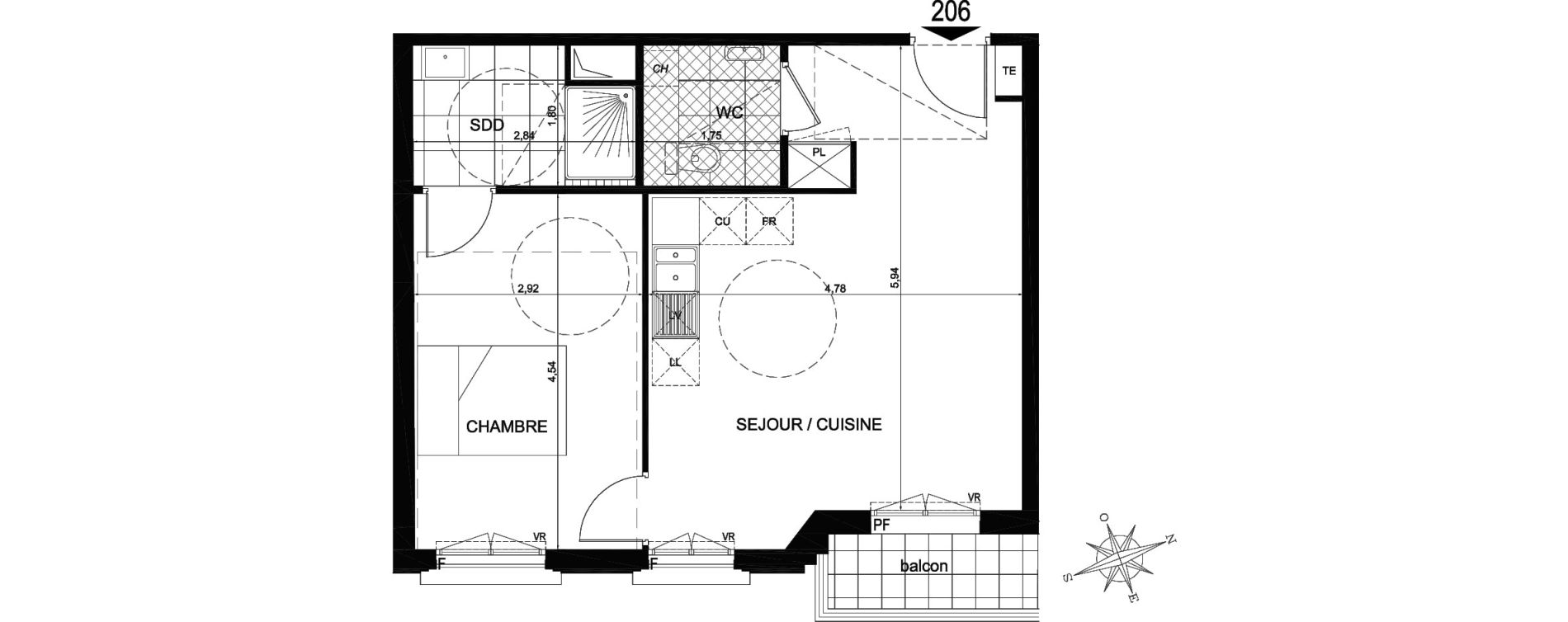 Appartement T2 de 45,90 m2 à Gagny Centre