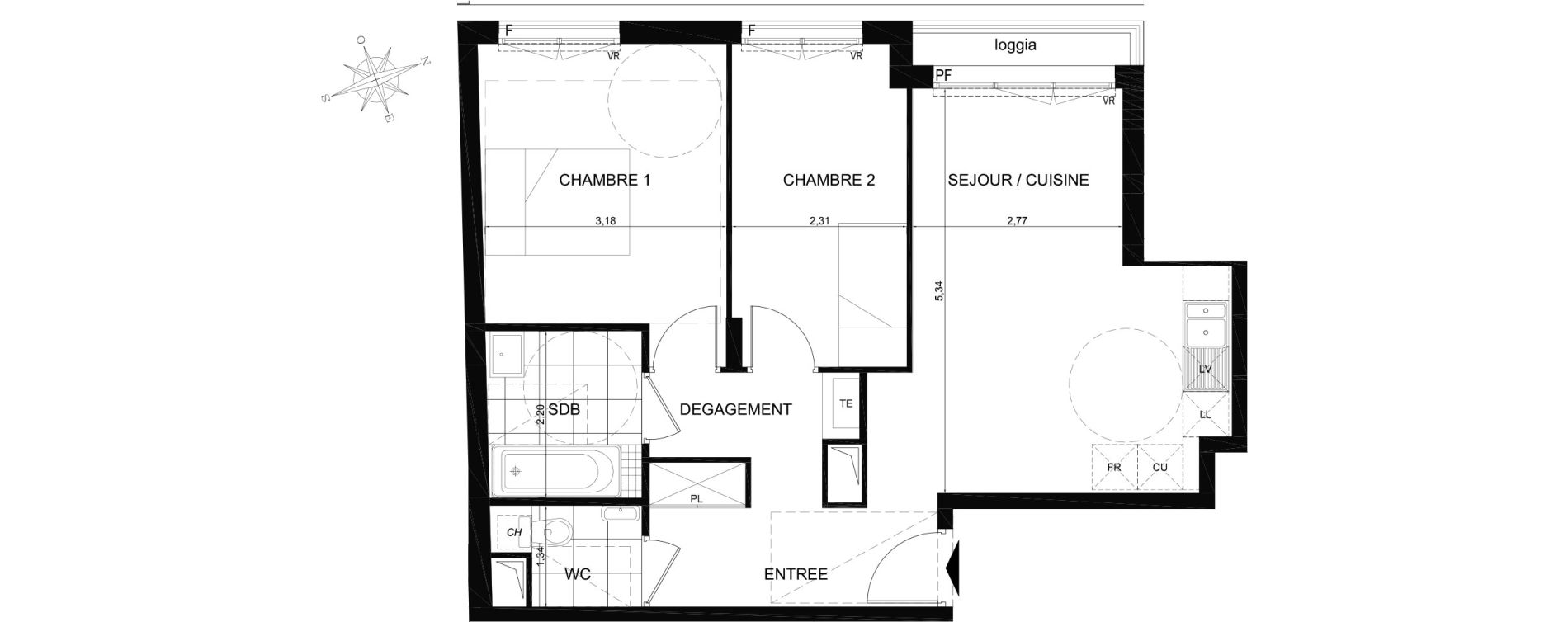 Appartement T3 de 57,40 m2 &agrave; Gagny Centre